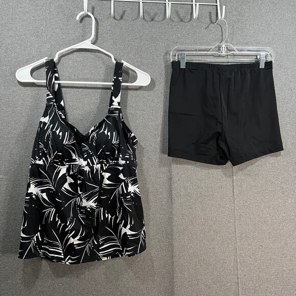 Kim Gravel x Swimsuits Scoop Neck Tankini Set w/ Bike Shorts Black Size 10 - Picture 1 of 11